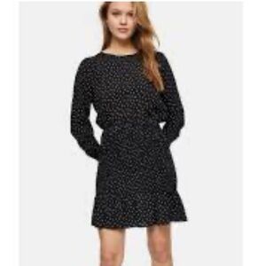Topshop Navy and White Polka Dot Dress